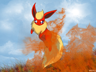 Cartoon character field grass sky - mist free wallpaper