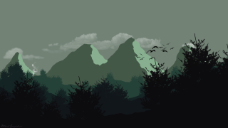 Mountain range birds flying trees - tree below free wallpaper