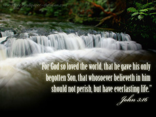 Waterfall bibleverse mosaic love nature - a bible verse free wallpaper
