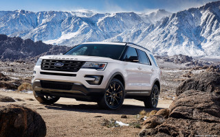 White ford explorer mountains background - private press free wallpaper