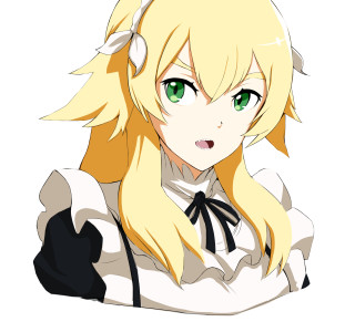 Blonde girl green eyes bow - serious free wallpaper