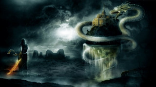 Dragon tower sky castle fire 2 - matte fantasy painting free wallpaper