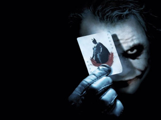 Man holding joker card knife 2 - analytical art free wallpaper
