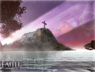 Cross rock water purple sky - a cross free wallpaper