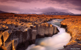 River rocky mountains cloudy sky - bascove free wallpaper