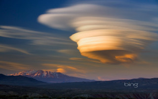 Cloud mountain sunset blue sky - a surrealist painting free wallpaper