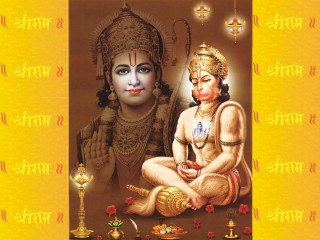 Hindu god woman yellow background - a woman sitting next free wallpaper
