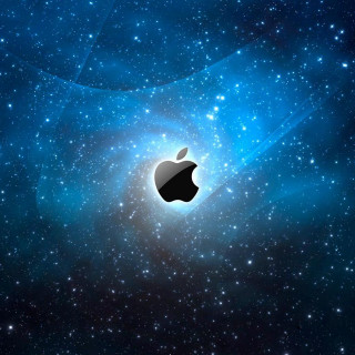 Apple logo space stars blue 2 - amir zand free wallpaper