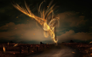 Fire swirl dark sky road - a cloudy day free wallpaper