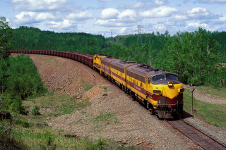 Train woods hills forest trees - a train free wallpaper