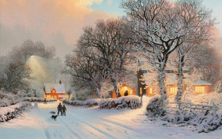 Snowy country road couple walking 2 - a couple walking free wallpaper