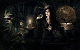 Witch costume candle creepy face - a candle free wallpaper