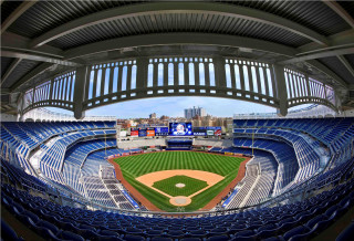 Baseball stadium field dugout upper - ultra wide angle free wallpaper