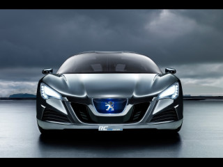 Silver sports car dark clouds - the background and a person free wallpaper