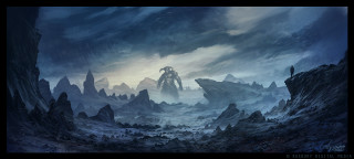 Man standing cave giant monster - a cave free wallpaper