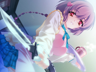 Woman sword building sky window - her hand and a building in the background free wallpaper