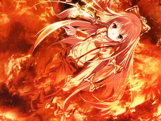 Girl fire costume flying arms - concept art free wallpaper