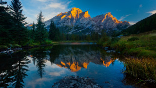 Mountain range reflection lake sunset 6 - a blue sky free wallpaper