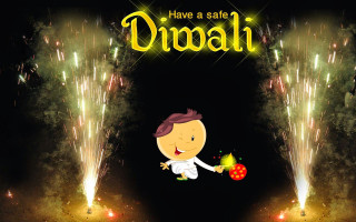 Cartoon character firework safety Diwali - free new year wallpaper for desktop