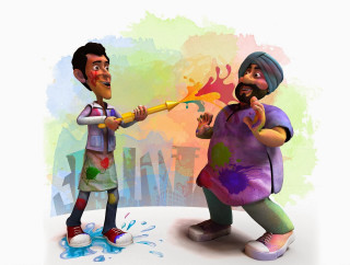 Cartoon characters baseball bat paint - action painting free wallpaper