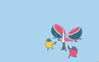 Cartoon boat watermelons man holding - a surrealist painting free wallpaper