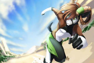Cartoon character running desert sky - the desert free wallpaper
