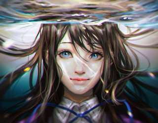 Woman long hair blue eyes 71 - analytical free wallpaper