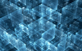 Blue abstract background squares varying 2 - isometric free wallpaper