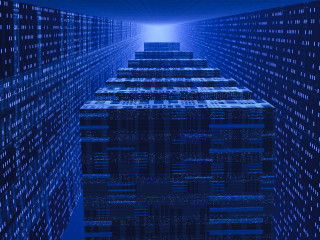 Tall building windows blue light - a blue light free wallpaper