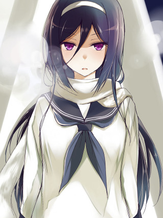 Anime girl purple eyes school - purple eye free wallpaper