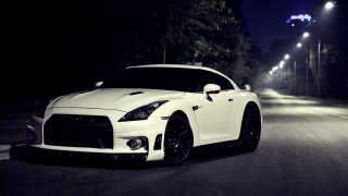 White sports car night road 8 - the side of a road free wallpaper