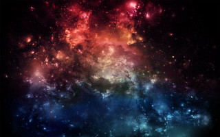 Colorful space stars dust black 2 - a blue center free wallpaper