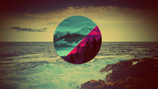 Mountain water halfcircle reflection background - surreal free wallpaper