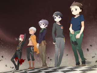 Group people checkered floor dark - a jigsaw puzzle free wallpaper for desktop