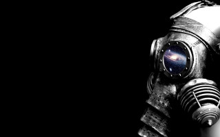 Gas mask man flashlight space - a man in a gas mask holding free wallpaper