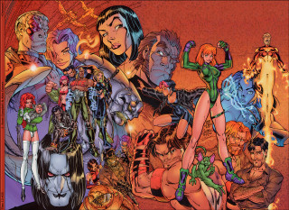 Comic women group campfire sunset - many different character free wallpaper