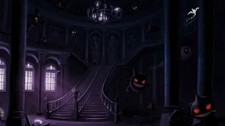 Creepy building staircase cat light - the ground in front free wallpaper