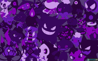 Cartoon characters purple black pattern 5 - a silk screen free wallpaper