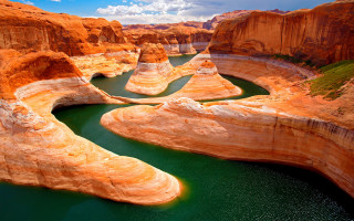 River canyon cliff formation blue - a river in a canyon free wallpaper