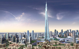Skyscraper city tall buildings river 2 - over a city free wallpaper