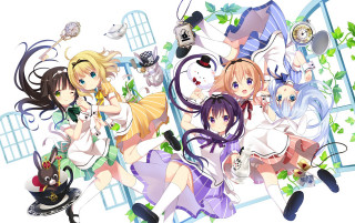Anime girls long hair dresses - hat free wallpaper