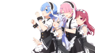 Anime girls headphones pinkhair apron - one girl free wallpaper