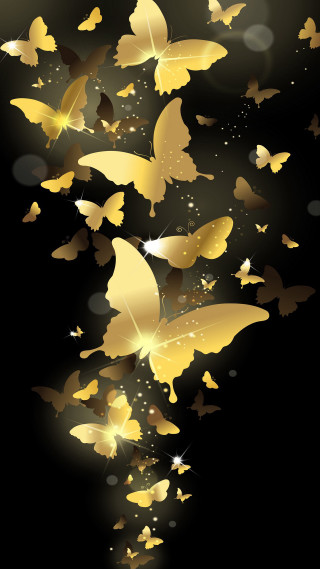 Gold butterflies sparkles black background - bernd fasching free wallpaper