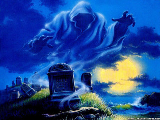 Ghost flying cemetery night full 2 - full free wallpaper