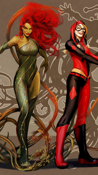 Costumed women arms around backs - league of legends concept art free wallpaper