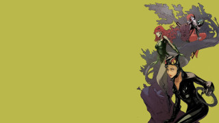 Woman catwoman black catsuit green - a green background free wallpaper
