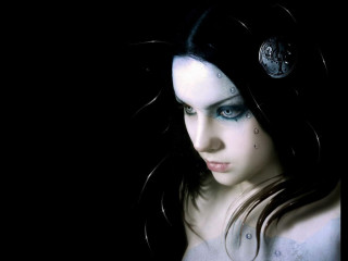 Woman blue eyes makeup black - gothic art free wallpaper for desktop