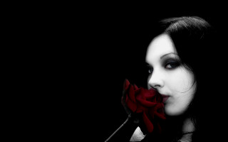 Woman rose mouth black background - a white rose free wallpaper