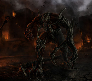 Demonic creature dark city horns - league of legends concept art free wallpaper