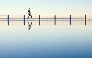 Person walking bridge water fence - fiona stephenson free wallpaper